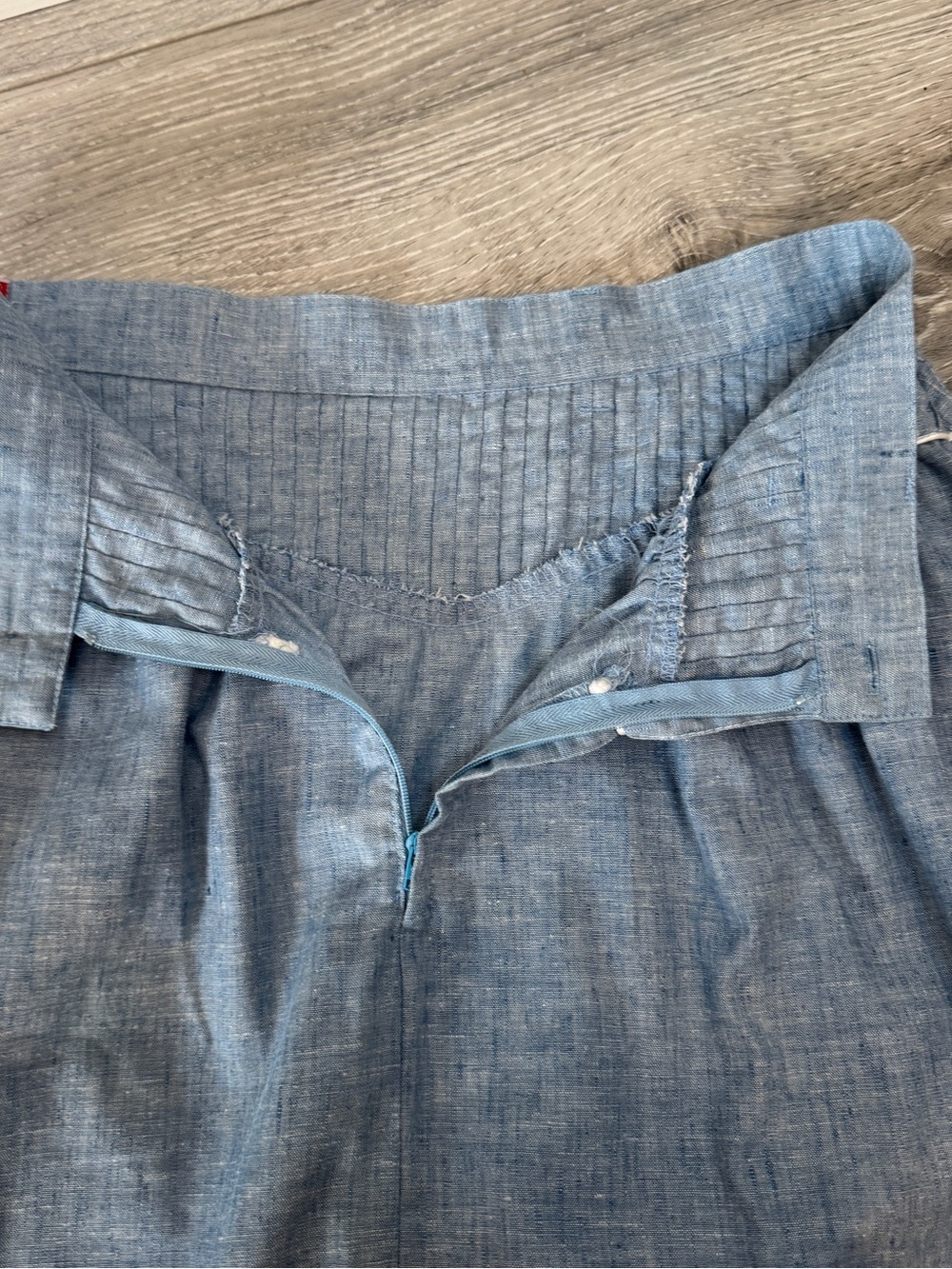 Vintage 70s 80s Tem Tex Western Prairie Skirt Chambray Blue Ruffle Maxi 28” W - Picture 12 of 14